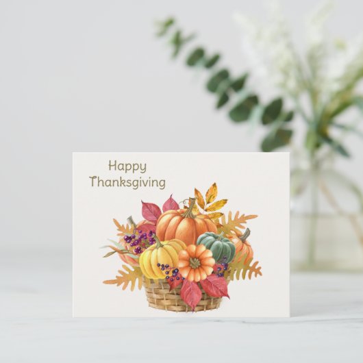 Erntedank Pumpkin Basket Postkarte (Stehend Vorderseite)