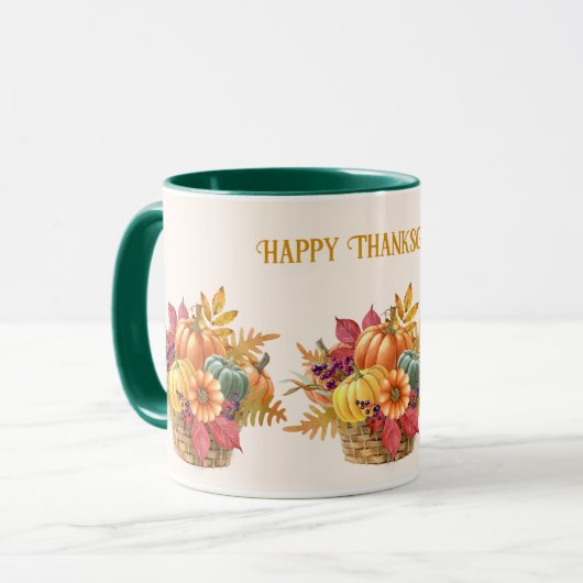 Erntedank Pumpkin Basket Tasse (Vorderseite Links)