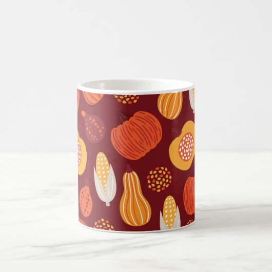Erntedank Pumpkin Brown Nahtlose Muster. Kaffeetasse (Mittel)