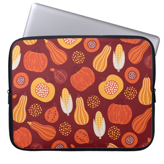 Erntedank Pumpkin Brown Nahtlose Muster. Laptopschutzhülle (Vorderseite)