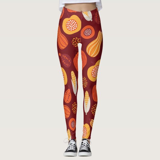 Erntedank Pumpkin Brown Nahtlose Muster. Leggings (Vorderseite)