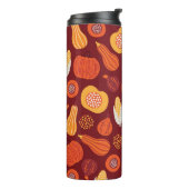 Erntedank Pumpkin Brown Nahtlose Muster. Thermosbecher (Nach links gedreht)