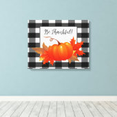 Erntedank Pumpkin Buffalo Kariert Canvas Print Leinwanddruck (Insitu (Holzboden))