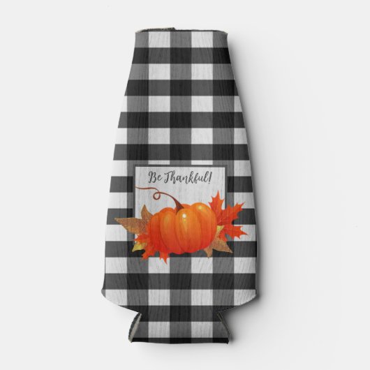 Erntedank Pumpkin Buffalo Kariert Flasche Cooler Flaschenkühler (Vorderseite)