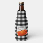 Erntedank Pumpkin Buffalo Kariert Flasche Cooler Flaschenkühler (Flaschenvorderseite)