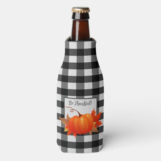Erntedank Pumpkin Buffalo Kariert Flasche Cooler Flaschenkühler (Flaschenvorderseite)