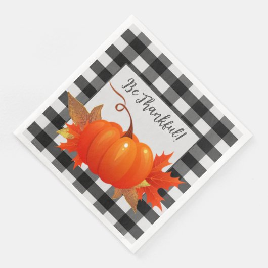 Erntedank Pumpkin Buffalo Kariert Paper Napkin Serviette (Ecke)