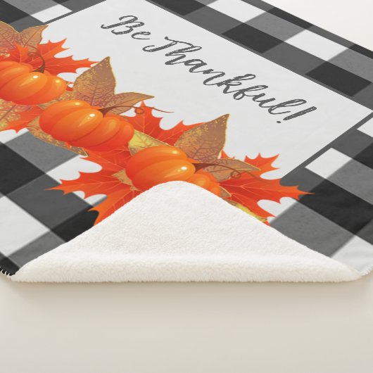 Erntedank Pumpkin Buffalo Kariert Sherpa Blanket Sherpadecke (3/4)