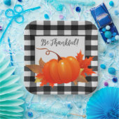 Erntedank Pumpkin Buffalo Karierte Papierplatte Pappteller (Party)