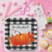 Erntedank Pumpkin Buffalo Karierte Papierplatte Pappteller (Party)