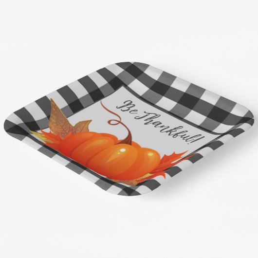 Erntedank Pumpkin Buffalo Karierte Papierplatte Pappteller (Gewinkelt)
