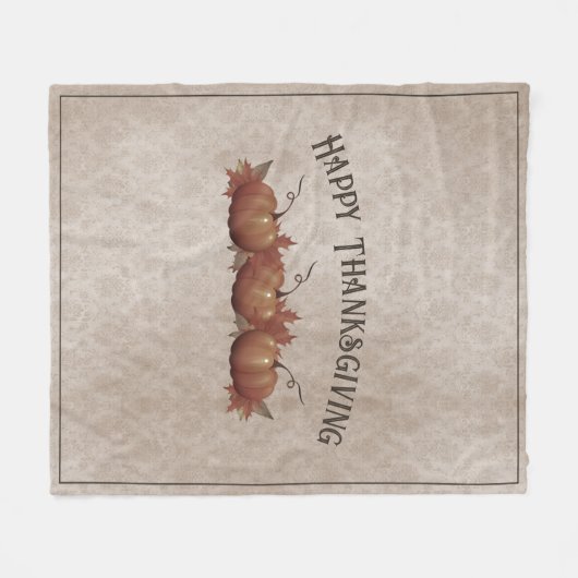 Erntedank Pumpkin Damask Fleecedecke (Vorderseite (Horizontal))