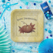 Erntedank Pumpkin Damask | Gelb Pappteller (Party)