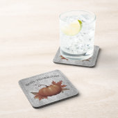 Erntedank Pumpkin Damask | Grau Getränkeuntersetzer (Rechte Seite)