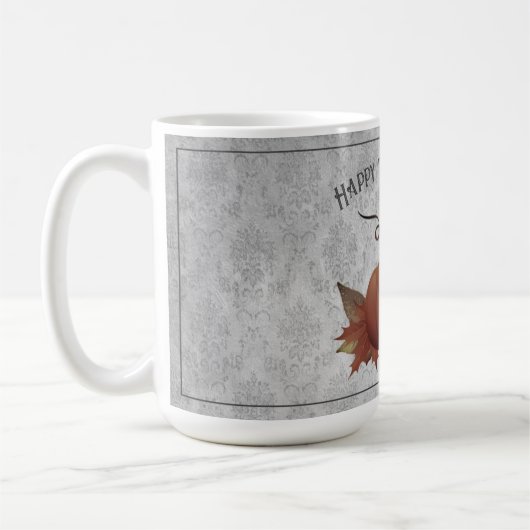 Erntedank Pumpkin Damask | Grau Kaffeetasse (Links)