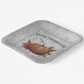 Erntedank Pumpkin Damask | Grau Pappteller (Gewinkelt)