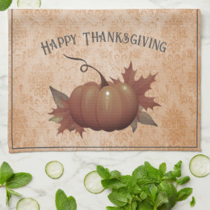 Erntedank Pumpkin Damask   Orange Geschirrtuch