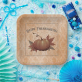 Erntedank Pumpkin Damask | Orange Pappteller (Party)