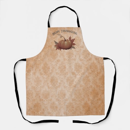 Erntedank Pumpkin Damask | Orange Schürze (Vorderseite)