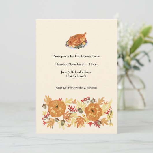 Erntedank Pumpkin Dinner Einladung (Stehend Vorderseite)