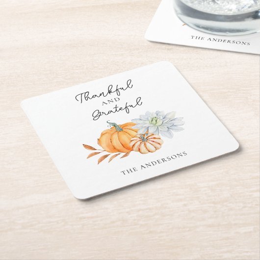 Erntedank Pumpkin Fall Grateful Elegante Rechteckiger Pappuntersetzer (angewinkelt)