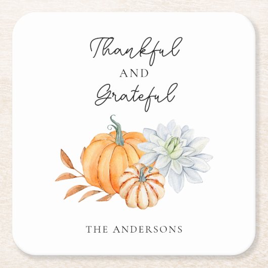 Erntedank Pumpkin Fall Grateful Elegante Rechteckiger Pappuntersetzer (Vorderseite)