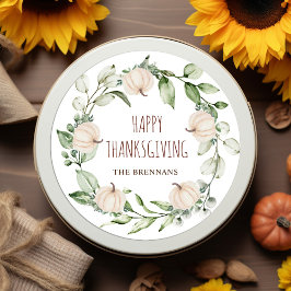 Erntedank Pumpkin Fall Moderner Eukalyptus Runder Aufkleber