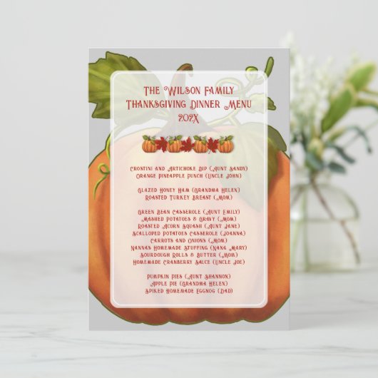 Erntedank Pumpkin Family Dinner Vorlage (Stehend Vorderseite)