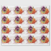 Erntedank Pumpkin Floral Burgundy Details Geschenkpapier (Flach)