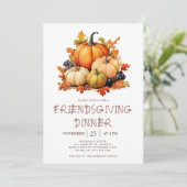 Erntedank Pumpkin Friendsgiving Dinner Einladung (Stehend Vorderseite)