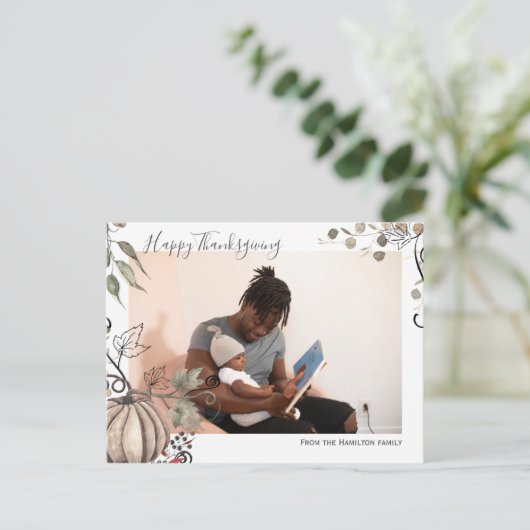 Erntedank Pumpkin Harvest Foto Personalisiert Postkarte (Stehend Vorderseite)