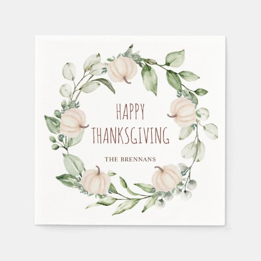 Erntedank Pumpkin Herbst Eukalyptus Grüne Serviette (Vorderseite)