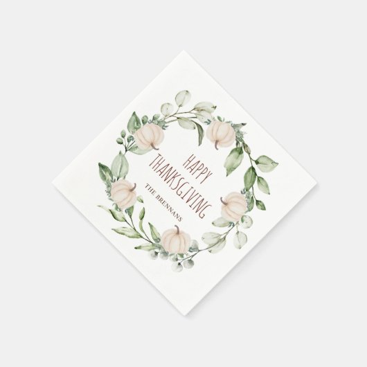 Erntedank Pumpkin Herbst Eukalyptus Grüne Serviette (Ecke)