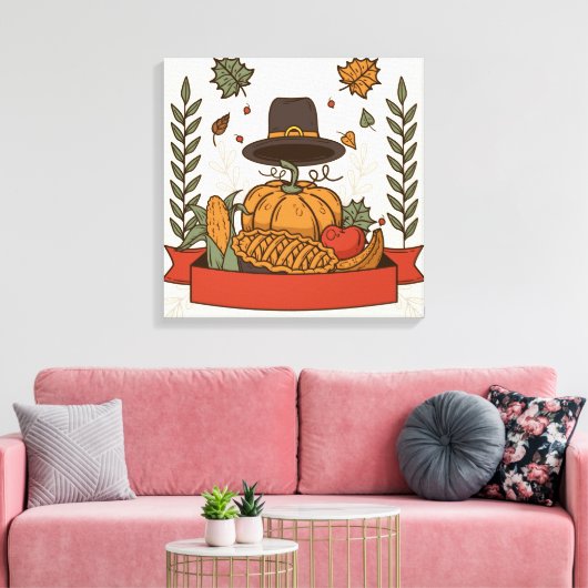 Erntedank Pumpkin & Herbst Leinwanddruck (Insitu (Wohnzimmer))