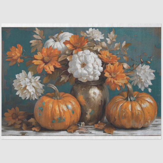 Erntedank Pumpkin Herbst Rustikale Dekoupage Seidenpapier (Vorderseite)