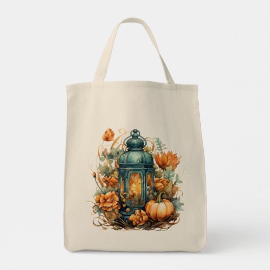 Erntedank Pumpkin Lantern Harvest Tragetasche (Rückseite)