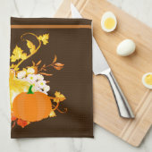 Erntedank Pumpkin mit Herbsturlaub Geschirrtuch (Viertel Falte)
