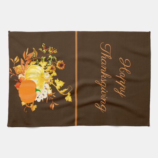 Erntedank Pumpkin mit Herbsturlaub Geschirrtuch (Horizontal)