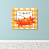 Erntedank Pumpkin Orange Buffalo Kariert Leinwanddruck (Insitu (Holzboden))
