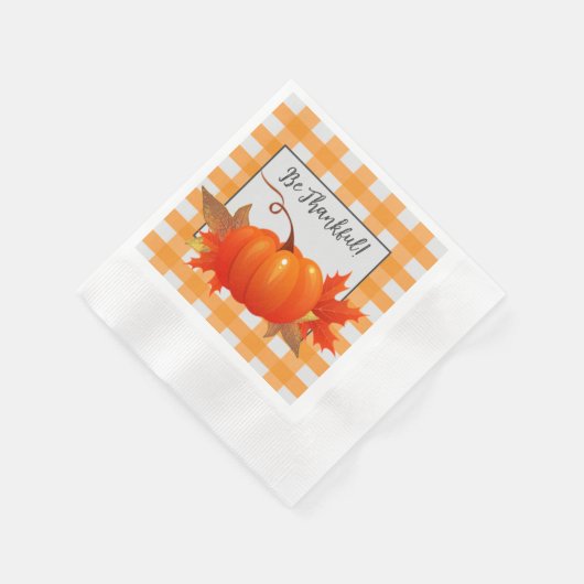 Erntedank Pumpkin Orange Buffalo Kariert Napkins Serviette (Ecke)