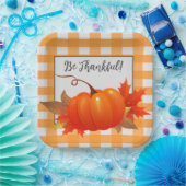 Erntedank Pumpkin Orange Buffalo Kariert Pappteller (Party)