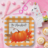 Erntedank Pumpkin Orange Buffalo Kariert Pappteller (Party)
