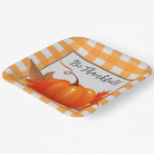 Erntedank Pumpkin Orange Buffalo Kariert Pappteller (Gewinkelt)