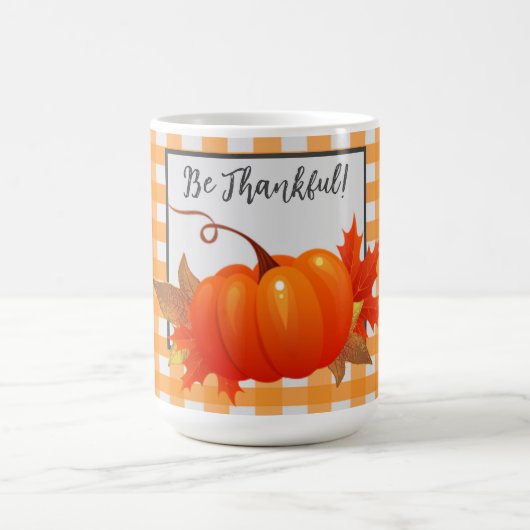 Erntedank Pumpkin Orange Buffalo Karierte Tasse (Mittel)