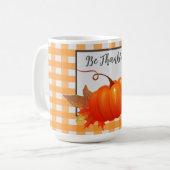 Erntedank Pumpkin Orange Buffalo Karierte Tasse (Vorderseite Links)
