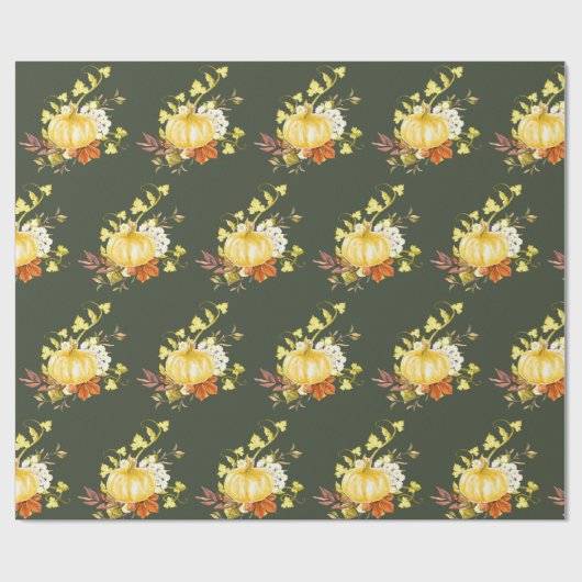 Erntedank Pumpkin Pattern Glossy Geschenkpapier (Flach)