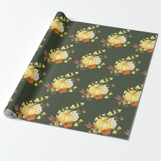 Erntedank Pumpkin Pattern Glossy Geschenkpapier (Ungerollt)