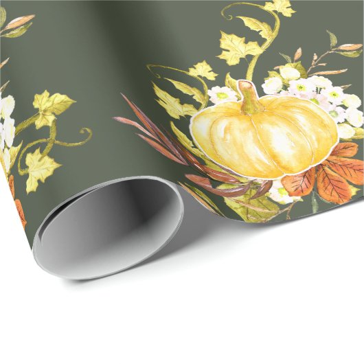 Erntedank Pumpkin Pattern Glossy Geschenkpapier (Rolleneckpunkt)