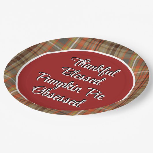 Erntedank Pumpkin Pie Dessert Pappteller (Schrägansicht)