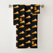 Erntedank Pumpkin Pie Muster Mit Monogramm Black Badhandtuch Set (Insitu)
